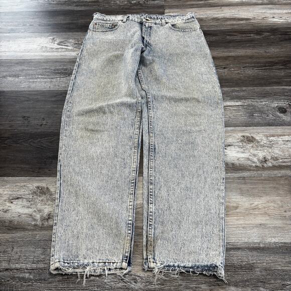Vintage 90s Levis 550 Acid Wash Mens 34x32 Relaxed‎ Fit Denim Jeans Red Tab USA - Picture 1 of 15